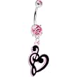 Pink Gem Heart Music Note Belly Ring