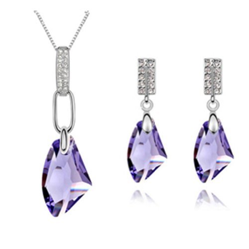 Mondaynoon Moon Breeze Angel Swarovski Elements Crystal Jewelry Set Women's Necklace and Earrings for Elegant Mom Girl