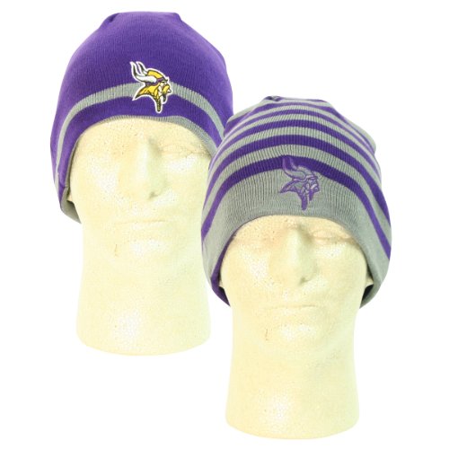 Minnesota Vikings Reversible Fashion Stripe Winter Knit Hat - Gray / Purple