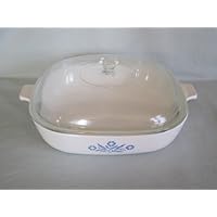 Vintage Corning Ware ' Blue Cornflower ' Shallow Casserole Skillet Baking Dish P-10-B w/ Lid 10'