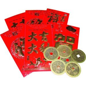 Lucky Money Red Envelopes with Coins - Set of 6