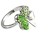 Four Leaf Clover Heart Shaped Swarovski Elements Crystal Rhodium Plated Ring (Green)