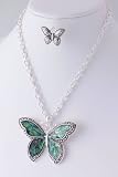 Jewelry Locker Butterfly Pendant Necklace and Earrings Set