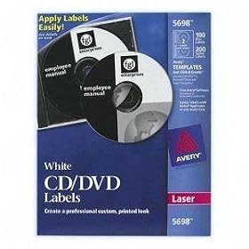 Avery Label 100 CD DVD WHITE MATTE LABELS ( 5698 ) by Avery