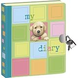 3845-PuppyinSquaresLock&KeyDiary