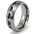 7.5mm Titanium Ring with Black & White Cubic Zirconias (Sizes 8-12)