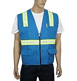 Safety Depot Customizable Two Tone Reflective Surveyor Safety Vest with Zipper and Pockets Hi-Vis Cu