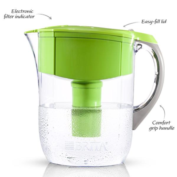 Brita Grand Water Filter Pitcher, Green, 10 Cup Kitchen
