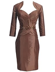 Knee Length Beaded Taffeta Party Dress  With a Sash 