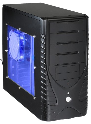 XION AXP 120 Gaming Series ATX Mid Tower Computer Case with Blue LED Steel - Retail AXP120-001BK Black