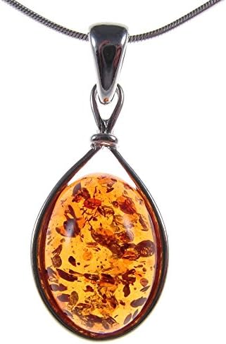 BALTIC AMBER AND STERLING SILVER 925 OVAL PENDANT NECKLACE JEWELLERY JEWELRY WITH inch 10"/25cm, 12"/30cm, 14"/35cm, 16"/40cm, 18"/45cm, 20"/50cm, 22"/55cm, 24"/60cm, 26"/65cm, 28"/70cm, 30"/75cm, 32"/80cm, 34"/85cm, 36"/90cm, 38"/95cm, 40"/100cm 1mm THICK STERLING SILVER 925 STAMPED ITALIAN DESIGNER SNAKE LINK STYLE CHAIN WITH LOBSTER CLAW CLASP