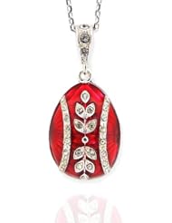 Beautiful Red Egg Pendant Reversible Sterling Silver 935 Hand Enameled Pendant