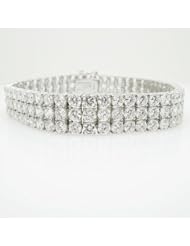 Sterling Silver Tennis Three Row Link Bracelet 8in CB098