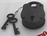 3 Antique Style Iron Lock & Jail Keys: Jailer Paidlock Old Fashioned