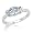 10k White Gold Aquamarine Emerald 3-Stone Ring w/ Diamond Accent, Size 5