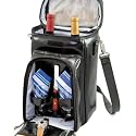 Avanti Leatherette Wine-Cheese Leatherette Tote 2-Set Black - Picnic Time #665-60-129