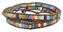 26" Brown Leather & Multi Square Mosaic Bead Wrap Bracelet