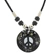 Peace Sign Necklace - Round Acrylic 1'' Diameter Pendant - 18'' Black Cord