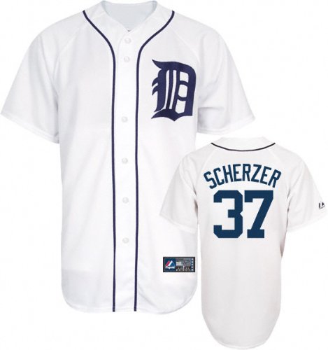 Johnny Damon Jersey: Adult Majestic Home White Replica #18 Detroit Tigers Jersey