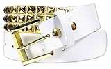 BLT40 Gold Studded White Belt
