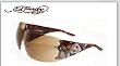 ED HARDY EHS 008 BRAD TORTOISE FRAME BROWN LENS SWAROSKI CRYSTAL RIMLESS SHIELD SUNGLASSES