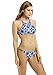 Creabygirls Womens Cute Floral Halter Top and Bottom Bikini Set(US2) Blue