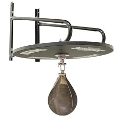 Profi Speedball Plattform Set inkl. Drehkugellagerung schwarz und Rindsleder Boxbirne med. braun / Boxapparat f�r die Wandmontage