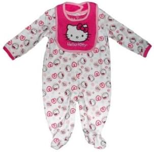 Sanrio Hello Kitty 2pc Coverall Bodysuit &amp; Bib Set 0-3 Months