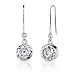 Solitaire Splendor: Sterling Silver Celebrity Inspired Dangle Style Earrings with Bezel set CZ Diamonds