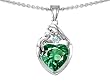 Original Star K(tm) Loving Mother With Child Family Pendant With Heart Shape 8mm Simulated Emerald in .925 Sterling Silver