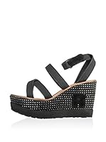 RUCO LINE Sandalias de cuña 3551 Tessil Rock (Negro)