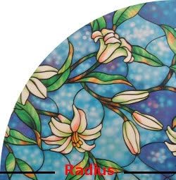 Precut Quarter Arched Orchid Decorative Window Film, Self Static Adhesive Cling, 13 inches Radius