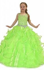 Girls Chiffon/Taffeta/Tulle Crystal Crystals Lace Applique Beaded Flower-Girl Dress 