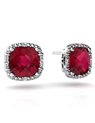 Created Ruby 14kt White Gold Earrings