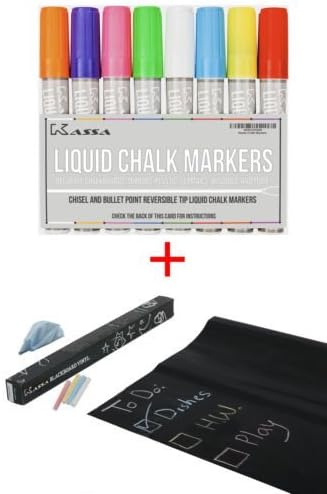 Kassa Chalkboard Sticker Contact Paper &amp; Liquid Chalk Markers Chalk Pen Bundle