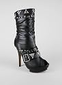 Stud Rhinestone Peep Toe Boot