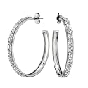 14 Karat White Gold Diamond Pave Hoop Fashion Earring
