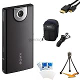MHS-FS1 Bloggie Pocket HD 4GB Black Camera Camcorder w/ 5MP stills BUNDLE with Sony Case, MIni HDMI to HDMI Cable, Tabletop Tripod, LCD Screen Protectors