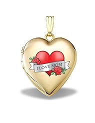 14K Gold Filled Mothers Day "Mom Tattoo" Heart Locket 3/4 inch x 3/4 inch in Solid 14K Gold Filled