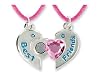 Best Friends Forever Twin Pendants in Keepsake Boxes Pink Heart Girls Necklace