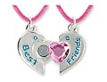 Best Friends Forever Twin Pendants in Keepsake Boxes Pink Heart Girls Necklace