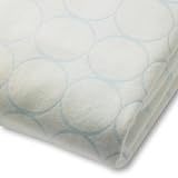 SwaddleDesigns Organic Fitted Flannel Crib Sheet - Pastel Blue Mod Circles on Ivory