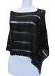 Handmade Lightweight Poncho in Acrylic/cotton Mixed Yarn - Pure Black (Extra Small/petite Size/crocheted By Hand Border)