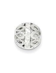 14k Yellow or White or Rose Gold Diamond-cut Filigree Ball Chain Slide