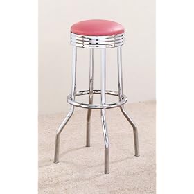 Click here to buy Set of 2 50's Retro Nostalgic Style Rose Finish Bar Stools - 29H by visiondecor Furniture.