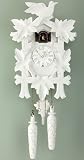 Quartz Cuckoo Clock 5-leaves, bird, incl. batteries TU 350/20 Q weiss