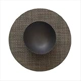 Round Woven Vinyl Placemat Texture/Color: Bamboo/Oat
