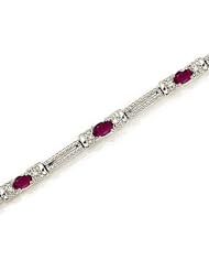 10kt Yellow Gold Oval Ruby and Diamond Bracelet