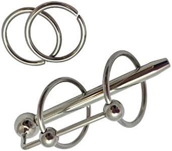 Cozirymall Meta Stainless Steel Double Ring Through Hole Urethral Plug Sound