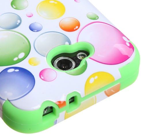 LG Optimus L90 Case, Accessories Queen (TM) 3 items Bundle - Screen Protector, 24K Gold Plating Electromagnetic Waves Blocking Sticker and Triple Layers Protective Case for LG Optimus L90 D419. (Rainbow Bigger Bubbles/Electric Green)